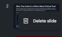 Delete slide option appearing on a slide within the NotebookLM interface.